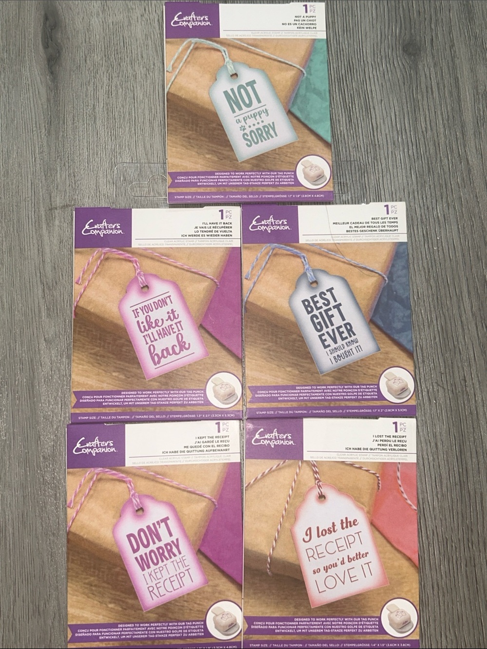 Crafters Companion Gift Tag Stamp Sets - Mixed Pastel Tags NWT